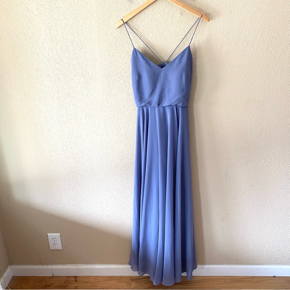 Jenny Yoo Inesse Chiffon Gown in Bluebell - Picture 2 of 9